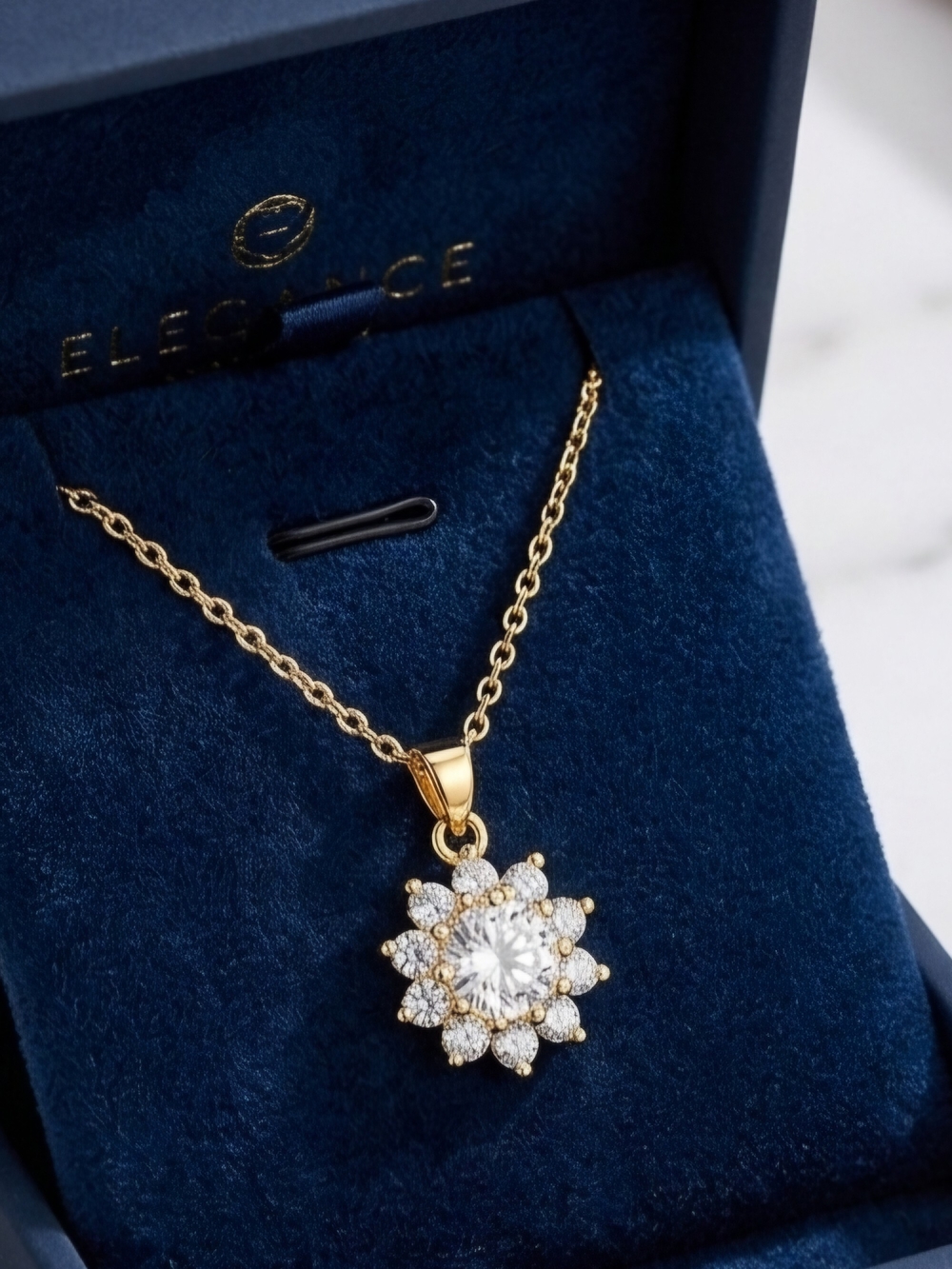 Moissanite 1 CT Flower Pendant Necklace - Gold